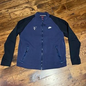 Nike RF Roger Federer Blue Black N98 Full Zip Mens Large Tennis Jacket RARE